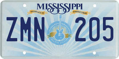 MS license plate ZMN205