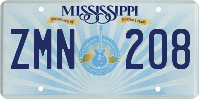 MS license plate ZMN208