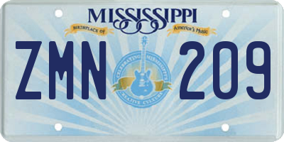 MS license plate ZMN209