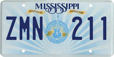 MS license plate ZMN211
