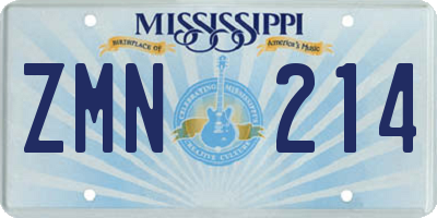 MS license plate ZMN214