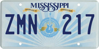 MS license plate ZMN217