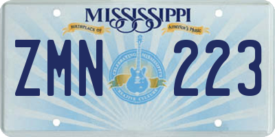 MS license plate ZMN223