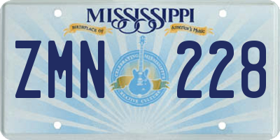 MS license plate ZMN228