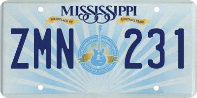 MS license plate ZMN231