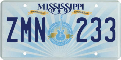 MS license plate ZMN233