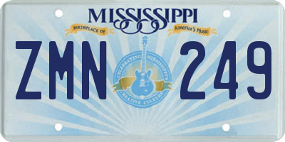 MS license plate ZMN249