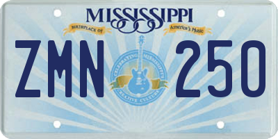MS license plate ZMN250