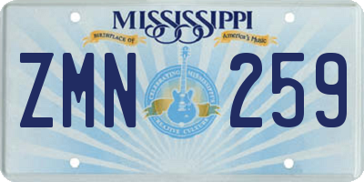 MS license plate ZMN259