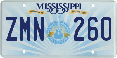 MS license plate ZMN260
