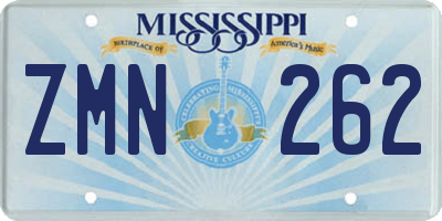 MS license plate ZMN262