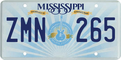 MS license plate ZMN265