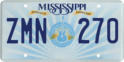 MS license plate ZMN270