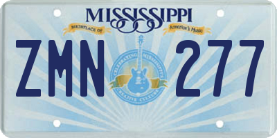 MS license plate ZMN277
