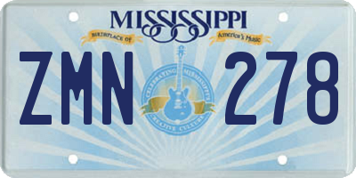 MS license plate ZMN278