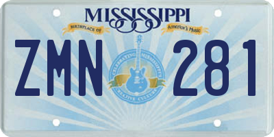 MS license plate ZMN281
