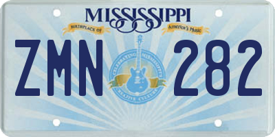 MS license plate ZMN282