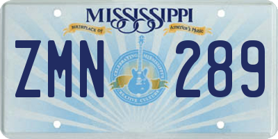 MS license plate ZMN289