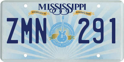 MS license plate ZMN291
