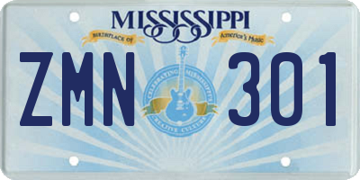 MS license plate ZMN301