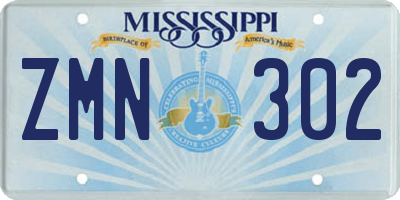 MS license plate ZMN302