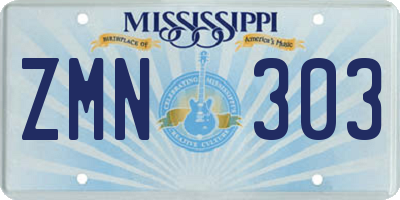 MS license plate ZMN303