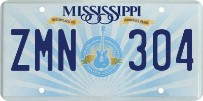 MS license plate ZMN304