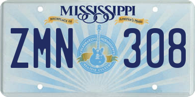 MS license plate ZMN308