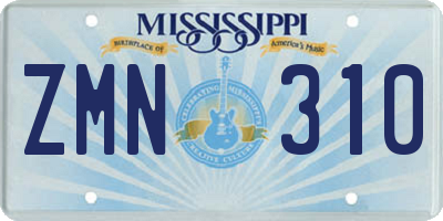 MS license plate ZMN310