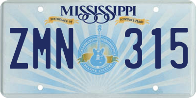 MS license plate ZMN315