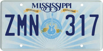 MS license plate ZMN317