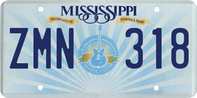 MS license plate ZMN318