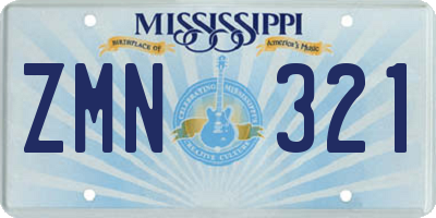 MS license plate ZMN321