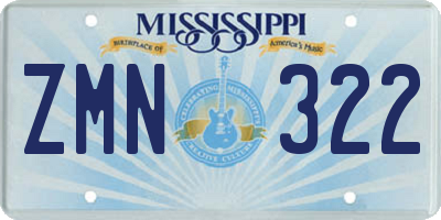 MS license plate ZMN322