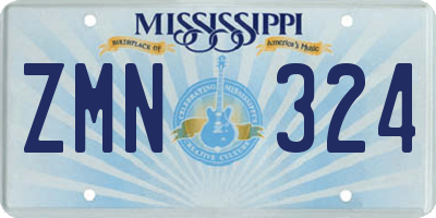 MS license plate ZMN324