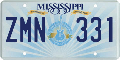 MS license plate ZMN331