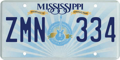 MS license plate ZMN334