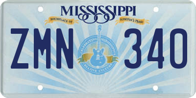 MS license plate ZMN340