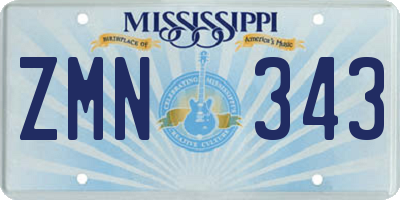 MS license plate ZMN343
