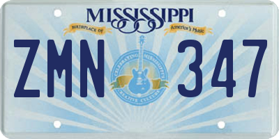 MS license plate ZMN347