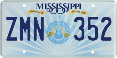 MS license plate ZMN352