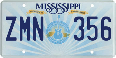 MS license plate ZMN356
