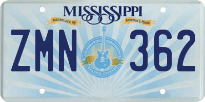 MS license plate ZMN362