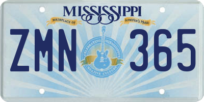 MS license plate ZMN365