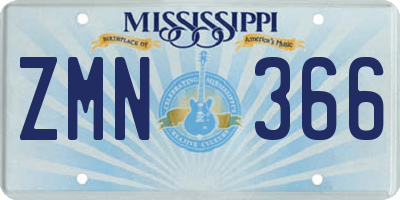 MS license plate ZMN366