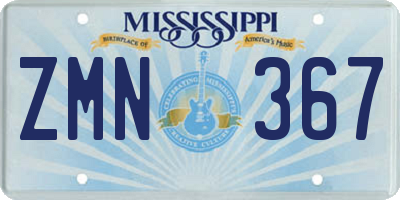 MS license plate ZMN367