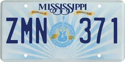 MS license plate ZMN371