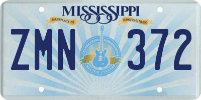 MS license plate ZMN372