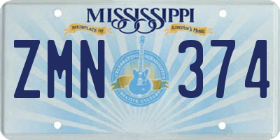 MS license plate ZMN374