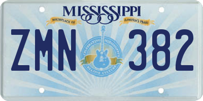 MS license plate ZMN382